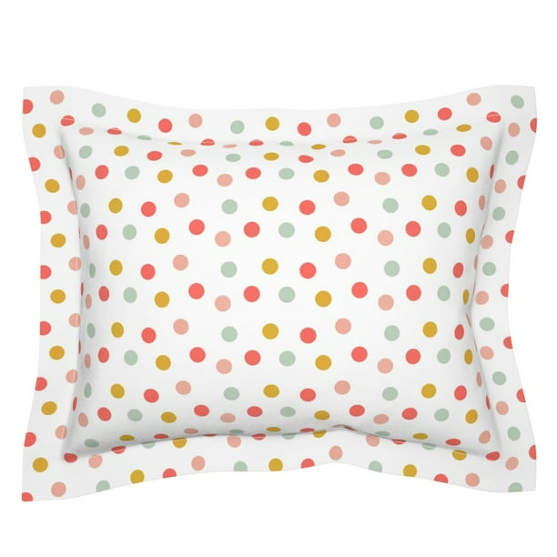 100% Cotton Sateen 30in x 24in Flange Sham Roostery Pillow Sham Polka Dot Kids Coral Pink Mint Gold Nursery Print 100% Cotton Sateen 30in x 24in Flange Sham Roostery Pillow Sham Polka Dot Kids Coral Pink Mint Gold Nursery Print
